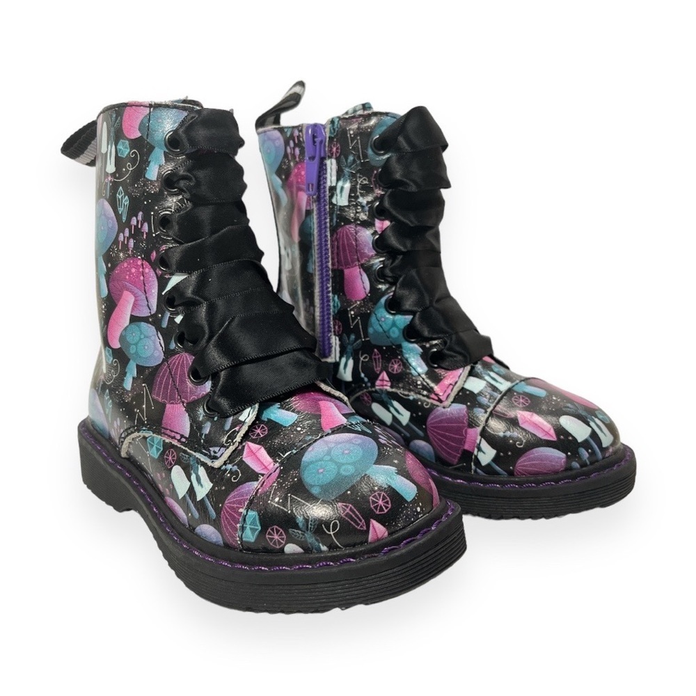 Spellbound Soles Kids‎ Mushroom High Top Chunky Combat Boots Pinks Blues Black